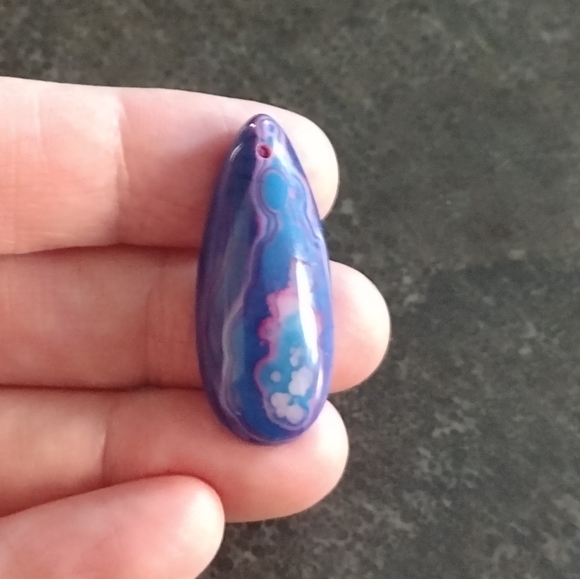 Blue and Purple Agate Small Teardrop Pendant Gemstone - Picture 1 of 2